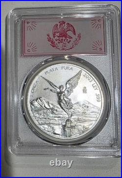 2003-MO Silver Libertad, 1oz Silver PCGS extremely Rare Red Label MS68