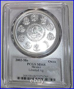 2003-MO Silver Libertad, 1oz Silver PCGS extremely Rare Red Label MS68