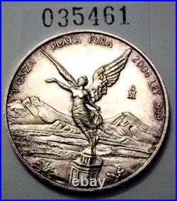 2004 PL 1 Oz 999 SILVER Ley Mexican Libertad Pura Plata Rare Nat. Toning Coin