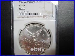 2004 Silver Libertad NGC MS68 MEXICO 1 oz Silver Onza