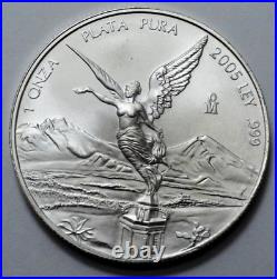 2005 Mo 1 Oz Onza Mexico Libertad Ley 999 Silver Plata Pura Mexican Coin Limited