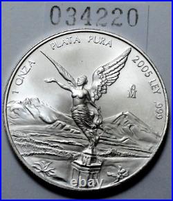 2005 Mo 1 Oz Onza Mexico Libertad Ley 999 Silver Plata Pura Mexican Coin Limited