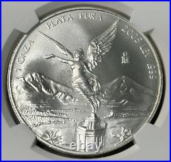 2005 Mo 1 Oz Silver Mexico Libertad Large Onza NGC MS69