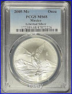 2005-Mo Mexico Silver Libertad Onza PCGS MS-68, Buy 3 Items, Get $5 Off