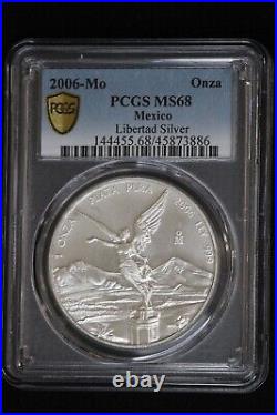 2006-Mo Mexico 1 oz Silver Libertad MS68 PCGS NEAR TOP POP