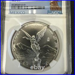 2008Mo-1 oz MS69 Libertad BU. 999 Silver Coin NGC-Mexico Angel Label Onza