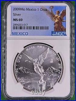 2009 Libertad MS69 NGC 1 Onza Mexican Silver Coin