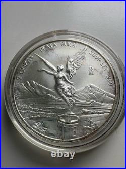 2009 Mexico. 999 Fine Silver Libertad 2 OZ