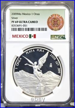 2009 Mexico Silver Libertad 1 Onza Ngc Pf 69 Ultra Cameo Rare Gem Proof 1 Oz