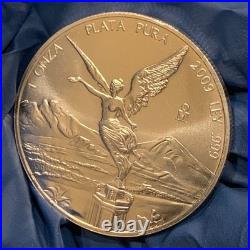 2009-Mo Mexico Libertad 1 Onza Plata Pura Ley. 999 Fine Silver 1oz Mexican Coin