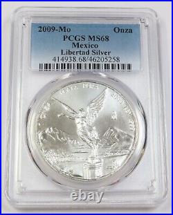 2009 Mo PCGS MS68 MEXICO 1 oz Silver Libertad Un Onza Coin #42529A