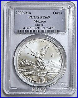 2009-Mo PCGS MS69 Onza Libertad Mexico 1 Oz Silver Buillion Coin