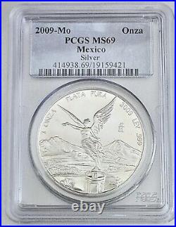 2009-Mo PCGS MS69 Onza Libertad Mexico 1 Oz Silver Buillion Coin