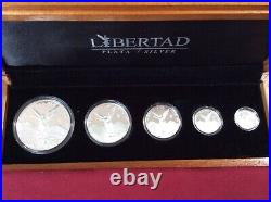 2010 Mexican Libertad 5 Coin Silver Proof Set Coa 49 Of 1000