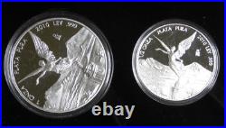 2010 Mo Mexico Libertads 1oz, 1/2oz, 1/4oz, 1/10oz, 1/20oz. 999 Fine Silver Set