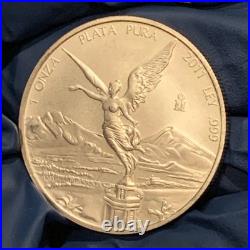 2011 1 Oz. 999 Fine Silver Coin Una Oz Libertad Plata Pura. 999