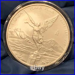 2011 1 Oz. 999 Fine Silver Coin Una Oz Libertad Plata Pura. 999
