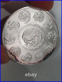 2011 Mexican Libertad 1 oz Silver Uncirculated Coin Natural Rainbow Edge Toning