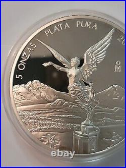 2011 Mexico 5 Onzas 5 oz Proof Silver Libertad in Capsule. Only 2,000 produced