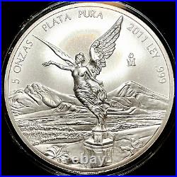 2011 Mexico 5 Oz. 999 Silver Libertad