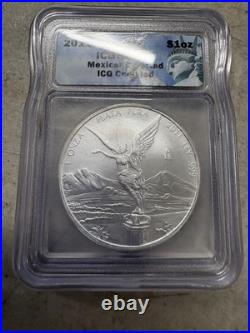 2011 Mexico. 999 Silver 1oz Libertad ICG MS70