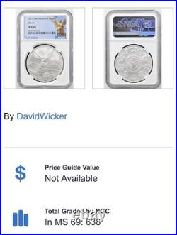 2011 Mo Mexico 1 Onza Silver Libertad, Blue Angel Label, NGC MS-69