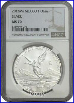 2012 Mexico Libertad 1 Onza Silver Coin NGC MS70