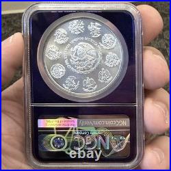 2012-Mo Mexico Libertad 1 Onza NGC MS69 Trader Bea Purple Core. 999 Silver