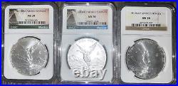 2013, 2014, 2015 Mexico Silver Libertad 1 Onza NGC MS70