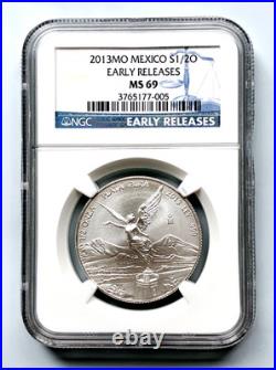 2013 MO Mexico $1/20 EARLY RELEASE NGC MS-69.999 Fine Silver Coin
