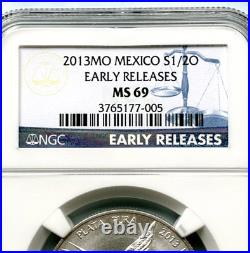 2013 MO Mexico $1/20 EARLY RELEASE NGC MS-69.999 Fine Silver Coin