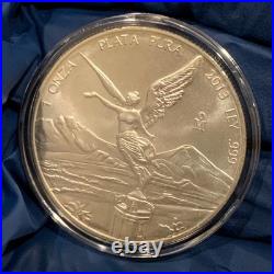 2013 Mexico 1oz Silver Libertad. 999 Fine Plata Pura in a Capsule