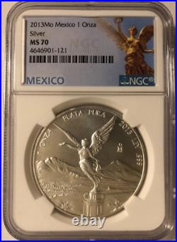2013Mo Mexico 1 Onza Silver NGC MS70 (Total Graded By NGC in MS70 767)