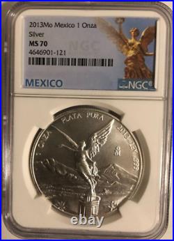 2013Mo Mexico 1 Onza Silver NGC MS70 (Total Graded By NGC in MS70 767)