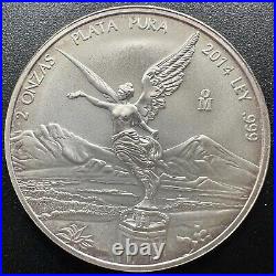 2014 2 oz Silver Mexican Libertad Key Date Low Mintage only 9,000