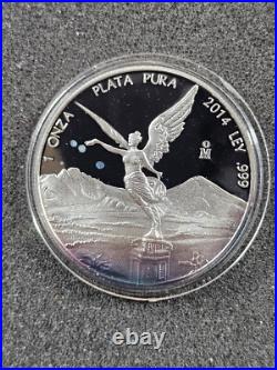 2014 Mexico Libertad 1 oz. 999 Silver Mexican Mint PROOF MINTAGE 4700 TONED