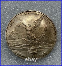 2014 Mexico Silver LIBERTAD 1 oz 999 Silver Coin AMAZING GOLDEN TONER SEE PICS