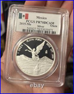 2015 Mexican Libertad Proof 70! Rare Flag Label