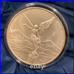 2015 Mexico 1oz Silver Libertad. 999 Fine Plata Pura in a Capsule