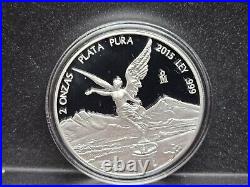 2015 Mexico 2 oz. 999 Silver Onza Proof Libertad- Mintage of only 1300