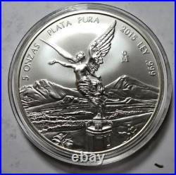 2015 Mexico 5 oz Silver Libertad. 999 Fine Silver Coin Sealed Capsule Free Ship
