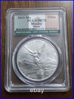 2015 Mexico Libertad 1 Oz. 999 Fine Silver PCGS MS70 Mexican Flag Label