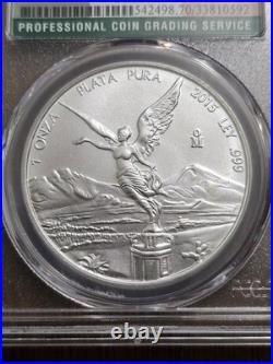 2015 Mexico Libertad 1 Oz. 999 Fine Silver PCGS MS70 Mexican Flag Label