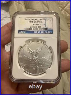 2015-Mo Mexico Libertad 1 oz Silver NGC MS69 Coin, Send Offer
