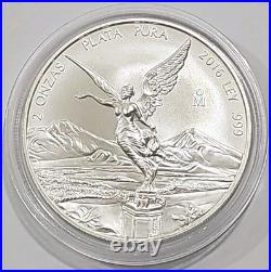 2016 Mexico Libertad 2 oz. 999 Silver MS Coin Low Mintage RARE From TUBE