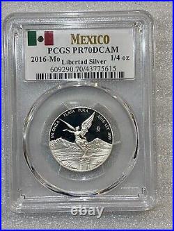 2016 Mexico Proof Libertad 1/4 oz. 999 Silver Coin PCGS PR70DCAM EXTREMELY RARE