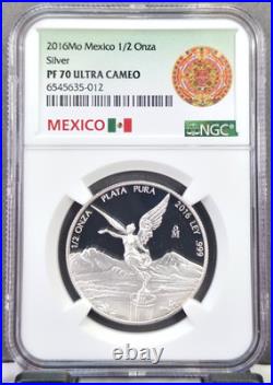 2016 Mexico Silver Libertad 1/2 Onza Ngc Pf 70 Ultra Cameo Rare Gem Proof 1/2 Oz