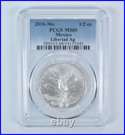 2016 Mo Mexico 1/2 Onza Silver Libertad MS69 PCGS Blue Label