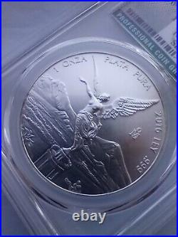 2016-Mo Mexico 1oz Libertad Silver Onza PCGS MS70 Population (1513) Cool Flag