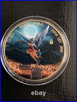 2016 Silver Mexico Libertad. 999 Fine Silver 1 Troy Oz Colorized Colored Coin